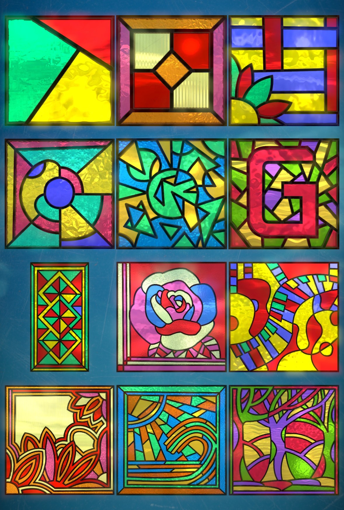 Completed GLASS windows in the puzzle selection screen.