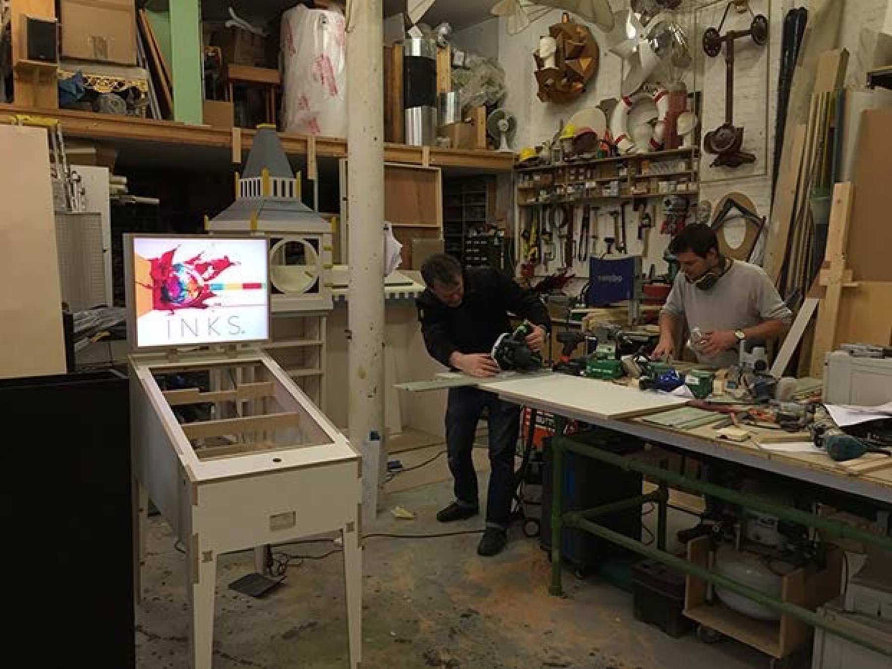 The INKS table under construction in the workshop.