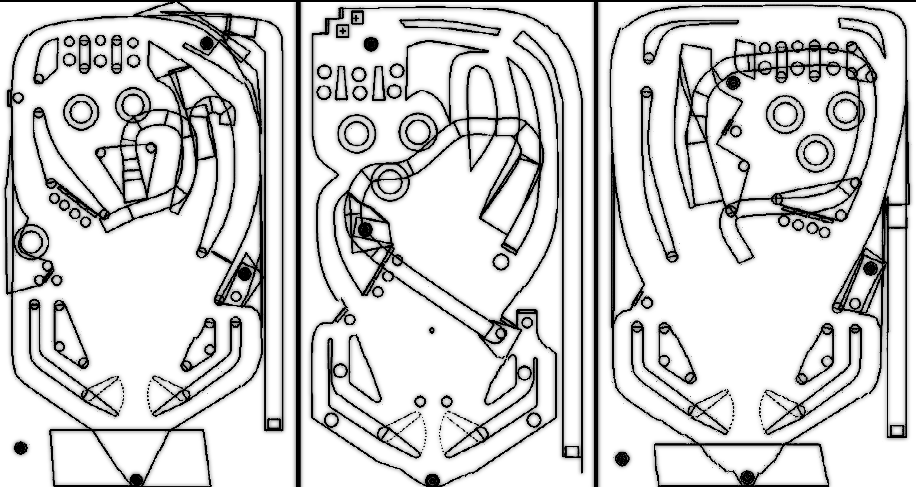 Early INKS table layouts and the evolving pinball design.: Early Complex Table